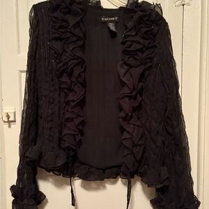 Cachet Black Ruffled Blouse